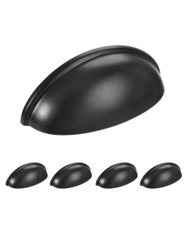 Homotek 5 Pack Drawer Bin Cup Pulls Dresser Pulls For Cabinets Matte Black 3 Inch Hole Centers Furniture Handles Kitchen Cabin