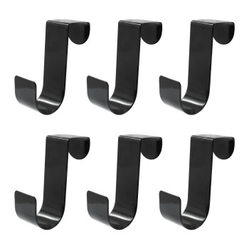 Kyuionty 6 Pack Over The Cabinet Door Hook Metal Single Over Door Hooks Hanger Hook For Hanging Stocking Clothes Towels Black