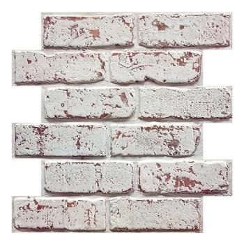 Commomy 10 Pcs 3D Faux Brick Wall Panels 118X118 Small Size Thin Pvc Brick Peel And Stick Wall Tiles Farmhouse 3D Selfad