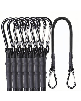 Carabiner Bungee Cords 2 Ft Bungie Strap With Clips For Camping Kayak Cargo Bike Black 24 Inch 8 Pcs