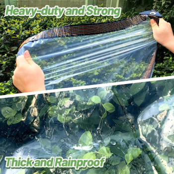 98Ft X 82 Ft Thicken Clear Tarp Waterproof 5 Mil Antitear Garden Rainproof Transparent Poly Tarpaulin Windproof Snowproof