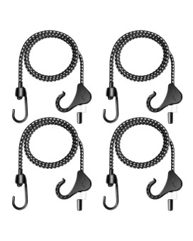 Joneaz Bungee Cords With Hooks 48 Inch Adjustable 4Piece Heavy Duty For Outdoor Camping Pickup And Household Uv Resistant B