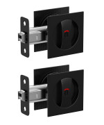 Goldenwarm Bedbath Pocket Door Lock With Color Indicators 2 Pack Matte Black Contemporary Privacy Square Pocket Door Hardware