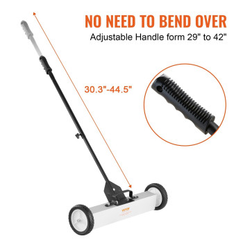 Vevor 50Lbs Rolling Magnetic Sweeper With Wheels 24Inch Large Magnet Pickup Lawn Sweeper With Telescoping Handle Pushtype Ma