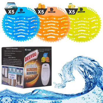 Deuvuo Urinal Screens Deodorizer 15 Pack Urinal Cakes Deodorizer 3D Wave Antisplash Odor Protection Urinal Mats For Toilets