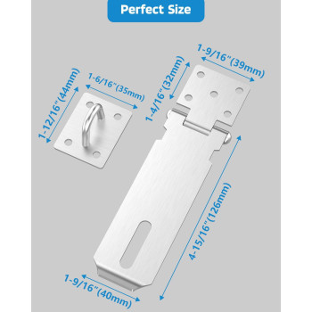 Mebantoo Door Hasp Lock Latch 5 Inch Barn Door Lock Latches 304 Stainless Steel Gate Latch Padlock Clasp Lock Hinges Lock For