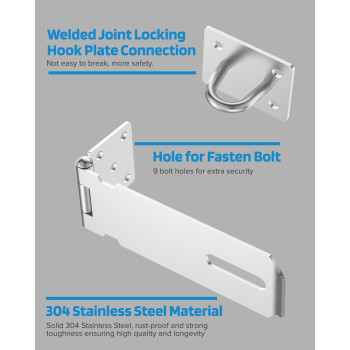 Mebantoo Door Hasp Lock Latch 5 Inch Barn Door Lock Latches 304 Stainless Steel Gate Latch Padlock Clasp Lock Hinges Lock For