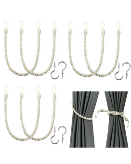 Bel Avenir Curtain Ropes Tiebacks Tiebacks Curtain Handmade Holdbacks With 6 Metal Screw Hookscream 6P