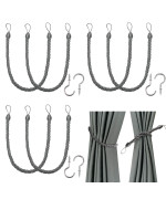 Bel Avenir Curtain Ropes Tiebacks Tiebacks Curtain Handmade Holdbacks With 6 Metal Screw Hookscharcoal 6P