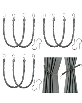 Bel Avenir Curtain Ropes Tiebacks Tiebacks Curtain Handmade Holdbacks With 6 Metal Screw Hookscharcoal 6P