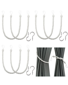 Bel Avenir Curtain Ropes Tiebacks Tiebacks Curtain Handmade Holdbacks With 6 Metal Screw Hookswhite 6P