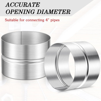 Hicarer 2 Pcs Galvanized Steel Metal Duct Connector 4 Inch Ventilation Duct Extension Round Dryer Vent Coupler Metal Dryer Pipe