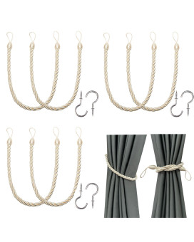 Bel Avenir Curtain Ropes Tiebacks Tiebacks Curtain Handmade Holdbacks With 6 Metal Screw Hooksbeige 6P