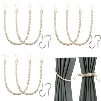 Bel Avenir Curtain Ropes Tiebacks Tiebacks Curtain Handmade Holdbacks With 6 Metal Screw Hooksbeige 6P