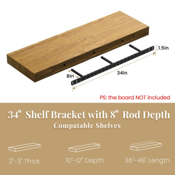 2Pcs Floating Shelf Hardware Heavy Duty Hidden Shelf Brackets Support Wall Mounting Invisible Floating Shelves Bracket With Jig