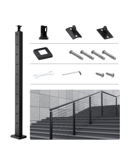 Vevor Cable Railing Post 36 X 098 X 197 Level Deck Stair Post Cable Handrail Post Stainless Steel Brushed Finishing Deck Ra