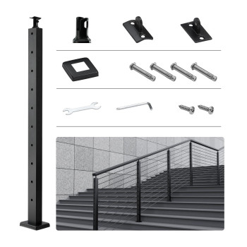 Vevor Cable Railing Post 36 X 098 X 197 Level Deck Stair Post Cable Handrail Post Stainless Steel Brushed Finishing Deck Ra