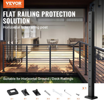 Vevor Cable Railing Post 36 X 098 X 197 Level Deck Stair Post Cable Handrail Post Stainless Steel Brushed Finishing Deck Ra