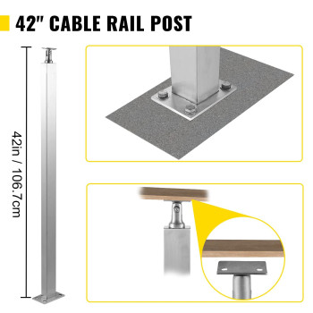 Vevor Cable Railing Post 42 X 197 X 197 Level Deck Stair Post Cable Handrail Post Stainless Steel Wire Drawing Deck Raili