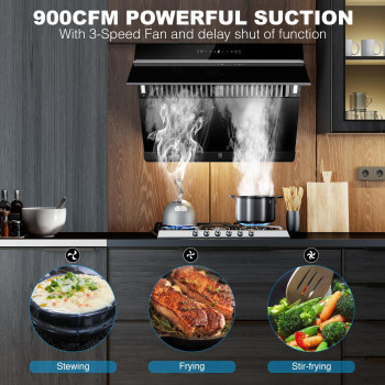 Tieasy Under Cabinet Range Hood 30 Inch Wall Mount Kitchen Hood 900 Cfm With Heating Autocleaning Function Gesture Touch Cont