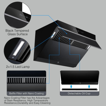 Tieasy Under Cabinet Range Hood 30 Inch Wall Mount Kitchen Hood 900 Cfm With Heating Autocleaning Function Gesture Touch Cont