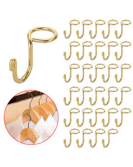 Sumnacon Hanger Hooks 30 Pcs Clothes Hanger Hooks Gold Metal Connector Hooks Mini Cascading Hanger Extender Hooks For Velvet Woo