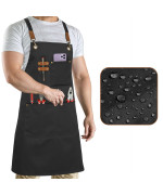 Ruvanti Work Aprons For Men Oil Water Repellent Polycotton Cross Back Aprons For Women With Pockets Adjustable Up To Xxl C