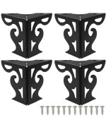 Piutouyar 3 Inch Hollow Out Furniture Legs Set Of 4 Black Artistic Metal Sofa Cabinet Legs Modern Triangle Couch Feet Metal Fu