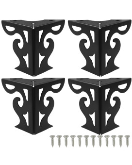 Piutouyar 3 Inch Hollow Out Furniture Legs Set Of 4 Black Artistic Metal Sofa Cabinet Legs Modern Triangle Couch Feet Metal Fu