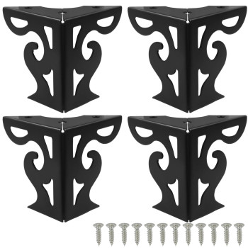 Piutouyar 3 Inch Hollow Out Furniture Legs Set Of 4 Black Artistic Metal Sofa Cabinet Legs Modern Triangle Couch Feet Metal Fu