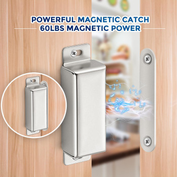 Ravinte Cabinet Door Magnets 60Lbs Strong Magnetic Door Catch Heavy Duty Magnet Latch Closet Door Magnetic Catch Concealed M