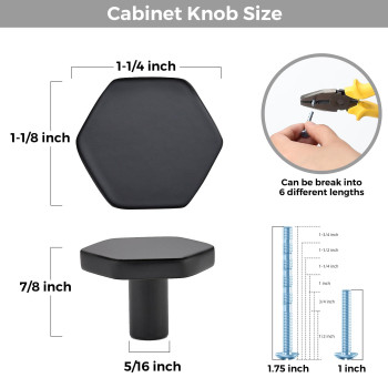 10 Pack Black Cabinet Knobs Kitchen Cabinet Knobs Solid Cabinet Pulls For Kitchen Cabinet Drawers Hexagon Dresser Knobs For Ca