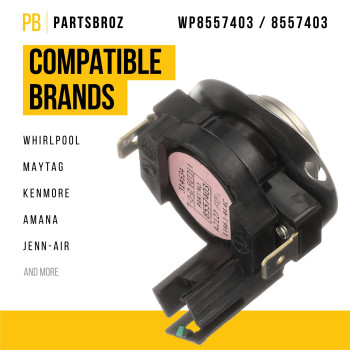 Partsbroz 8557403 Wp8557403 Dryer High Limit Thermostat Compatible With Whirlpool Maytag Kenmore Amana Replaces Ap6013164 Ps