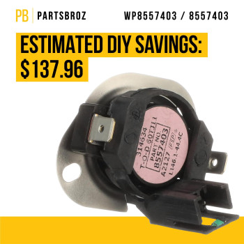 Partsbroz 8557403 Wp8557403 Dryer High Limit Thermostat Compatible With Whirlpool Maytag Kenmore Amana Replaces Ap6013164 Ps