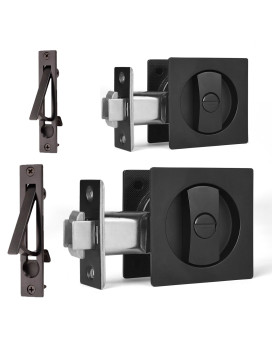 Dontay 2 Pack Pocket Door Privacy Lock Flush Handles 238 Backset Bedbath Latch Recessed Knob Hardware For 1 38 T