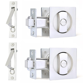 Dontay 2 Pack Pocket Door Privacy Lock Flush Handles 238 Backset Bedbath Latch Recessed Knob Hardware For 1 38 T