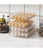 Submatches 60 Grids Egg Container For Refrigerator Egg Tray With Time Scale Stackable Egg Storage Holder Clear Egg Organizer