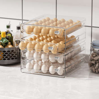 Submatches 60 Grids Egg Container For Refrigerator Egg Tray With Time Scale Stackable Egg Storage Holder Clear Egg Organizer