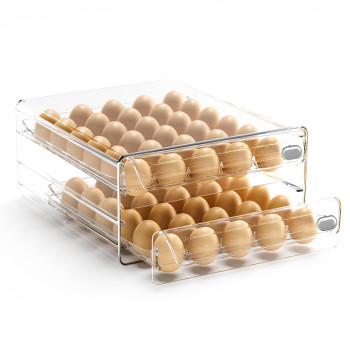 Submatches 60 Grids Egg Container For Refrigerator Egg Tray With Time Scale Stackable Egg Storage Holder Clear Egg Organizer