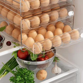 Submatches 60 Grids Egg Container For Refrigerator Egg Tray With Time Scale Stackable Egg Storage Holder Clear Egg Organizer