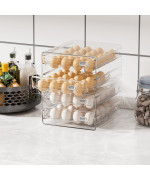 Submatches 40 Grids Egg Container For Refrigerator Egg Tray With Time Scale Stackable Egg Storage Holder Clear Egg Organizer