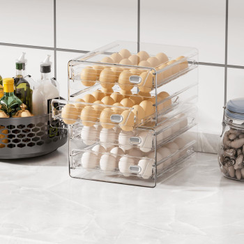 Submatches 40 Grids Egg Container For Refrigerator Egg Tray With Time Scale Stackable Egg Storage Holder Clear Egg Organizer