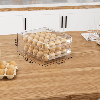 Submatches 40 Grids Egg Container For Refrigerator Egg Tray With Time Scale Stackable Egg Storage Holder Clear Egg Organizer