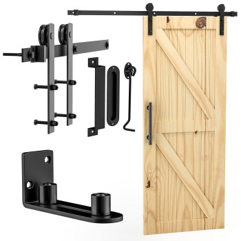 Hidalife 66Ft Sliding Barn Door Hardware Kit Heavy Duty Whole Set Includes Adjustable Floor Guide 2 Handles And Dook Hook