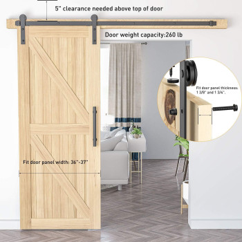 Hidalife 66Ft Sliding Barn Door Hardware Kit Heavy Duty Whole Set Includes Adjustable Floor Guide 2 Handles And Dook Hook