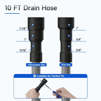 Juwo 10 Ft Dishwasher Drain Hose Corrugated And Flexible Dishwasher Hose Drain Replacement With Clamps Discharge Hose Fits 11