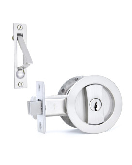 Dontay Pocket Door Lock With Key Contemporary Entrance Sliding Barn Door Lock Latch Recessed 2 Sided 2 38 Backset Flush H