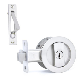 Dontay Pocket Door Lock With Key Contemporary Entrance Sliding Barn Door Lock Latch Recessed 2 Sided 2 38 Backset Flush H