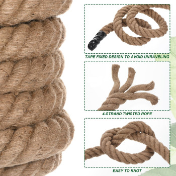 Patikil 2 X 50Ft Twisted Manila Rope Jute Rope Natural Thick Jute Rope Twine Burlap Rope For Docks Railings Bundling Craft Tug