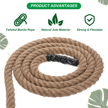 Patikil 112 X 100Ft Twisted Manila Rope Jute Rope Natural Thick Jute Rope Twine Burlap Rope For Docks Railings Bundling Craf